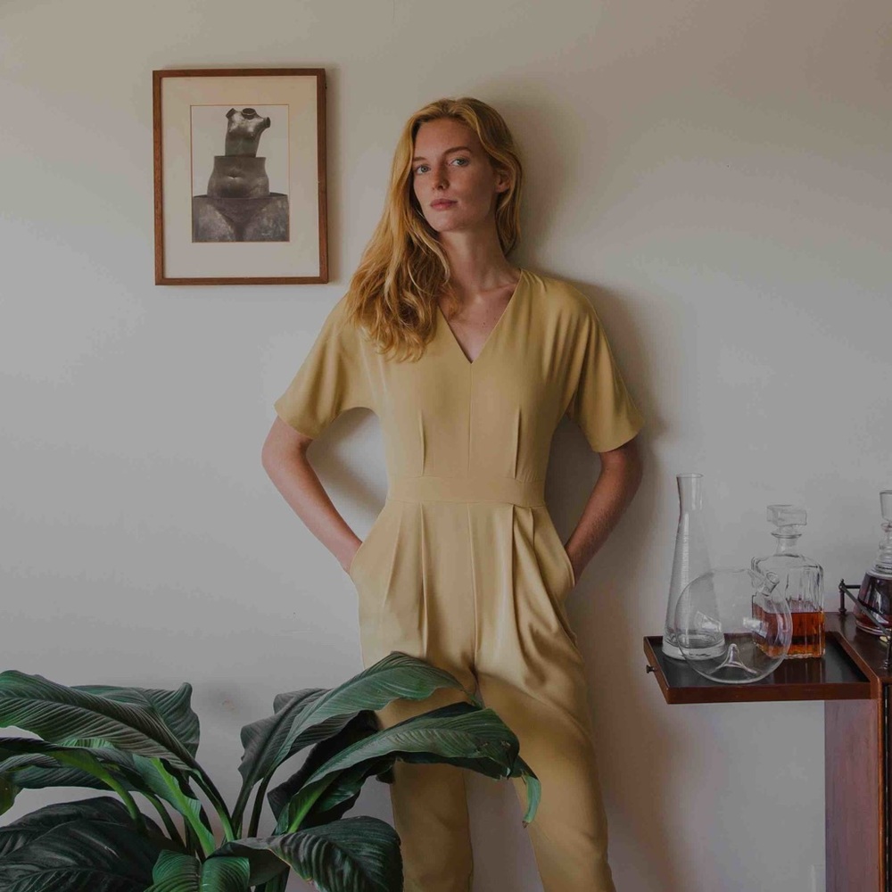 Our Second Nature | V-Neck Fitted Yellow jumpsuit L